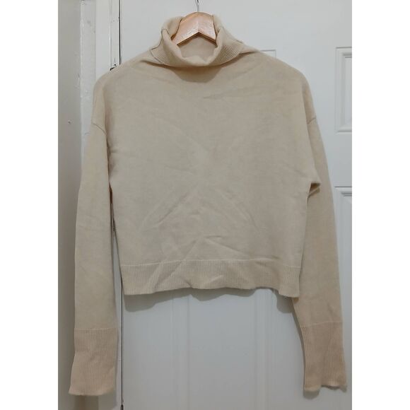 Sablyn cashmere sweater womens large 100% cashmere crew mockneck beige - Picture 1 of 7